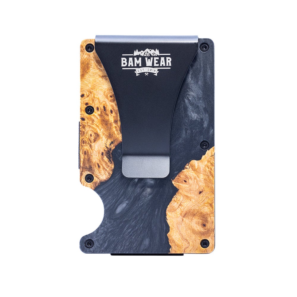 RFID Wood & Black Resin Wallet | Bam Wear